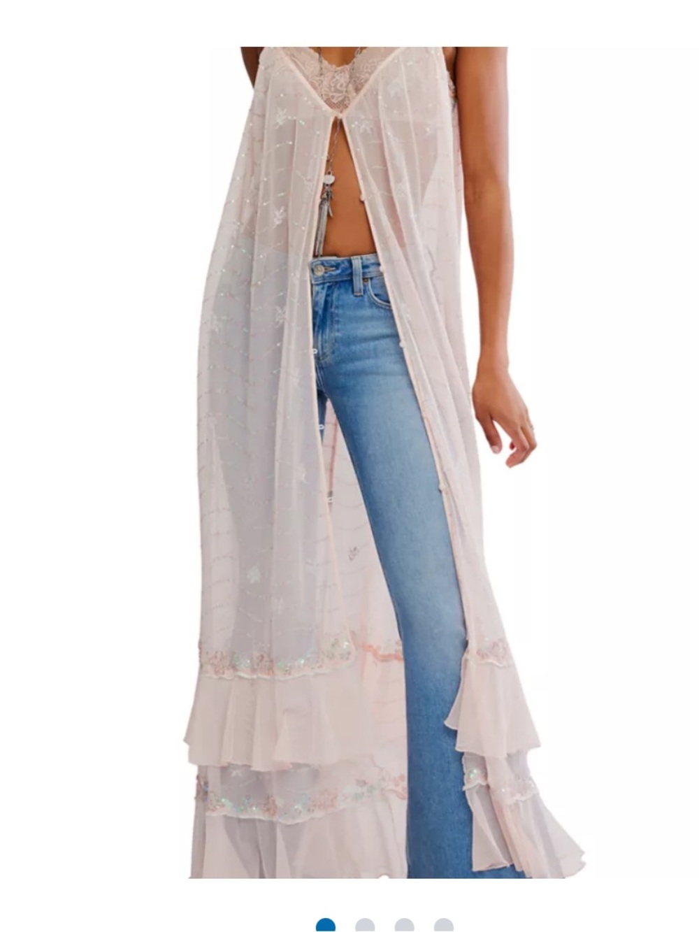 Free People Blush Pink Sheer Sleeveless Duster